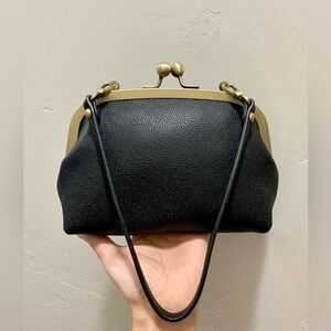 Handmade Genuine Cowhide Leather Kisslock Clutch/Wristlet/Crossbody & 2 Straps